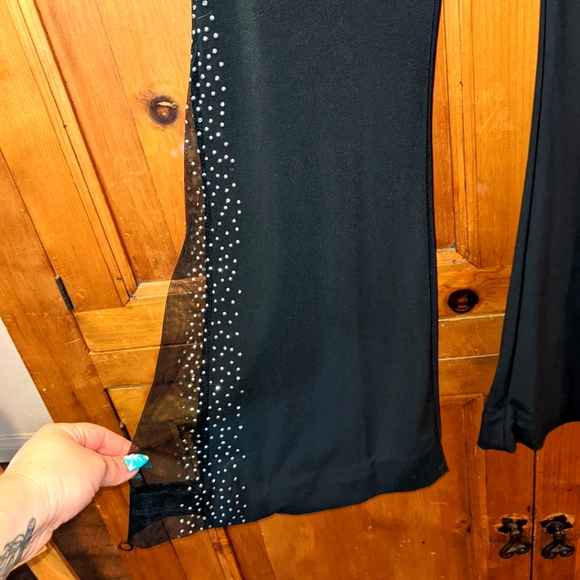 Euphoria Bell Bottom Leggings with Mesh and Rhinestone Flares Size Small - Picture 3 of 8